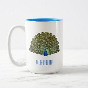 Tasse 2 Couleurs Magnifique Oiseau Bleu Paon