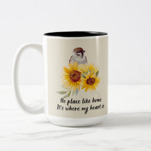 Tasse 2 Couleurs Magnifique Oiseau & Tournesols Avec Citation