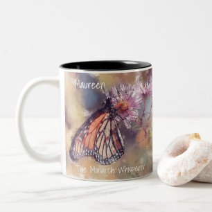 Tasse 2 Couleurs Magnifique papillon monarque aquarelle Chuchoteur