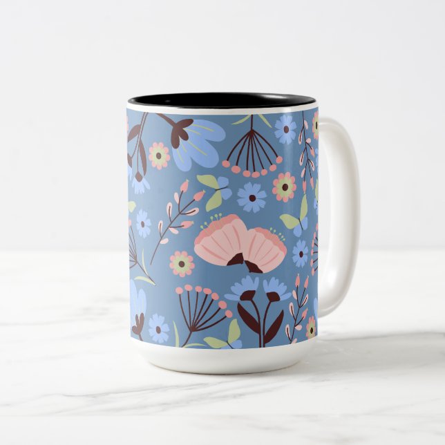 Tasse 2 Couleurs Magnifique Pastel Butterfly & Floral (Devant droit)