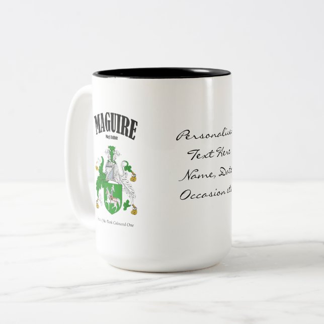 Tasse 2 Couleurs Maguire Family Crest, Traduction & Signification (Devant gauche)