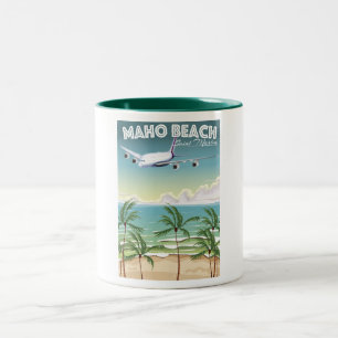 Tasse 2 Couleurs Maho Beach Saint Martin affiche