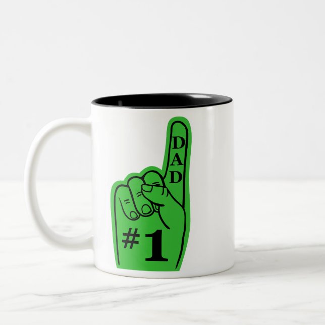 Tasse 2 Couleurs Main de fan de sports du papa #1 en vert (Gauche)