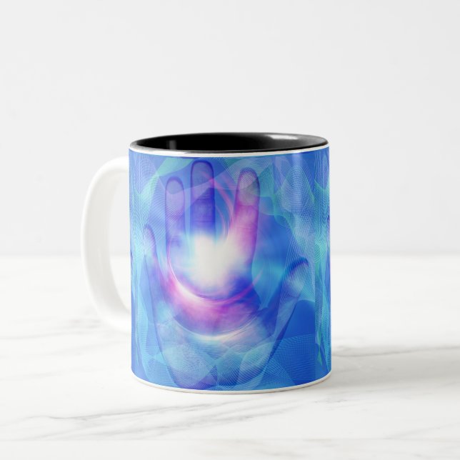 Tasse 2 Couleurs Main lumineuse (Devant gauche)