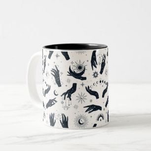 Tasse 2 Couleurs Main mystique de la Lune de Boho noir blanc