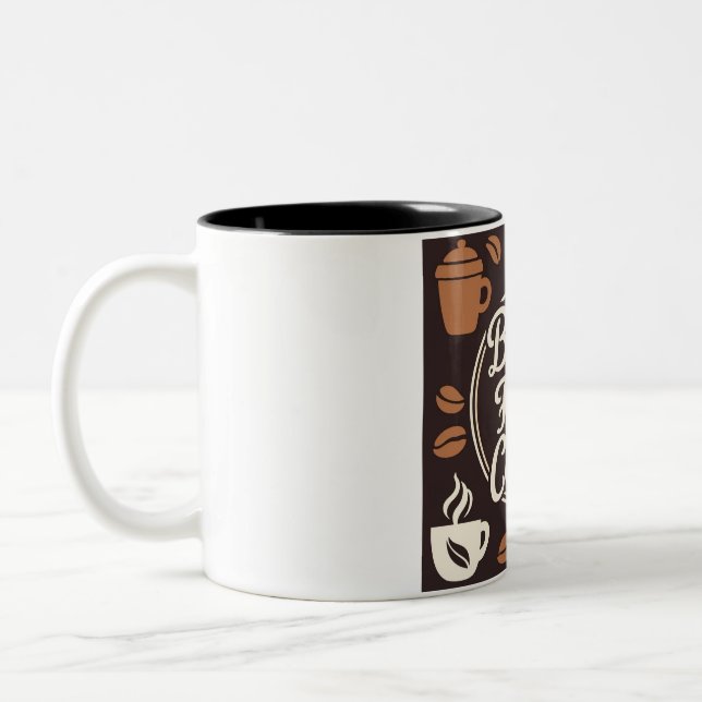 Tasse 2 Couleurs "Mais d'abord, un café" - Alimentez Votre Journée (Gauche)