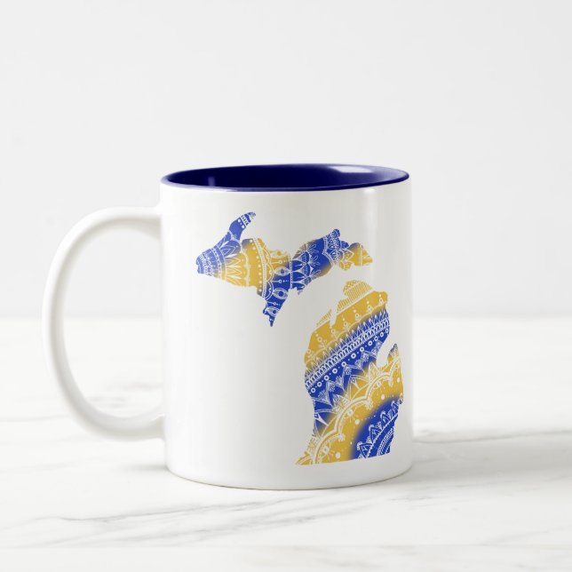 Tasse 2 Couleurs Maïs et bleu par Michigan Mandala (Gauche)
