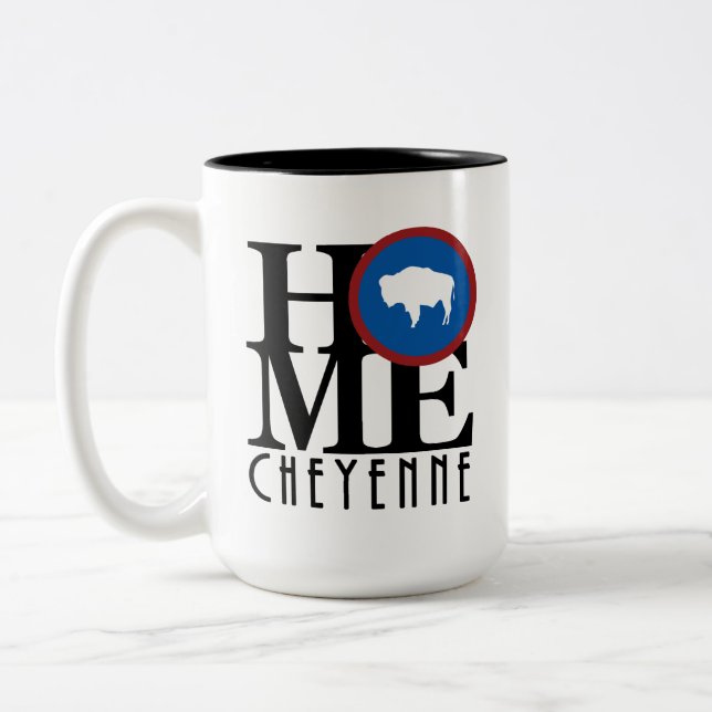 Tasse 2 Couleurs MAISON cheyenne Wyoming 15oz (Gauche)