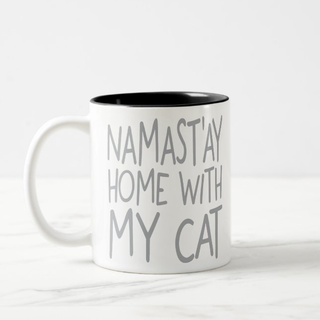 Tasse 2 Couleurs MAISON DE Namast'ay AVEC MON CAT Yoga (Gauche)