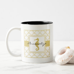 Tasse 2 Couleurs Maison de plage Art déco vague océanique hippocamp