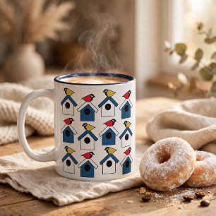 Tasse 2 Couleurs Maison d'oiseaux Maison d'oiseaux Colorés Oiseaux