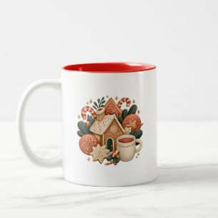 Tasse 2 Couleurs Maison en pain d'épices rétro avec du cacao et des