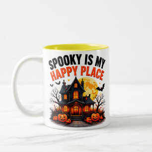 Tasse 2 Couleurs Maison hantée d'automne : mon endroit heureux est