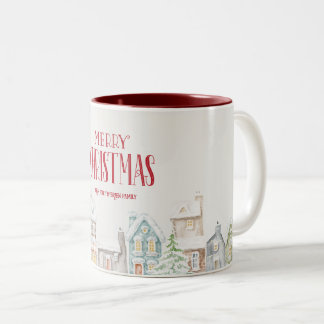 Tasse 2 Couleurs Maisons d'hiver de Noël cosy