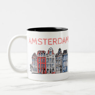 Tasse 2 Couleurs Maisons penchées d'Amsterdam-Holland