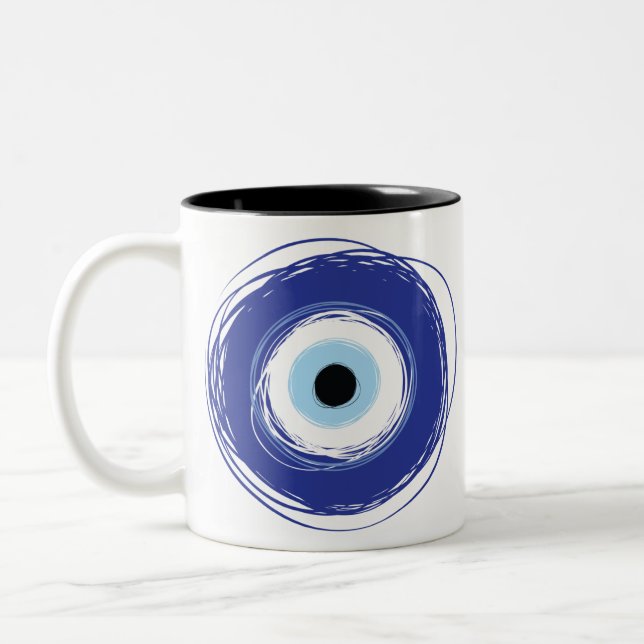 Tasse 2 Couleurs Mal Oeil Artiste Bleu Grec (Gauche)