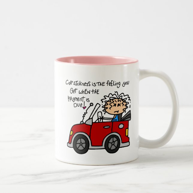 Tasse 2 Couleurs Maladie de voiture humoristique (Droit)
