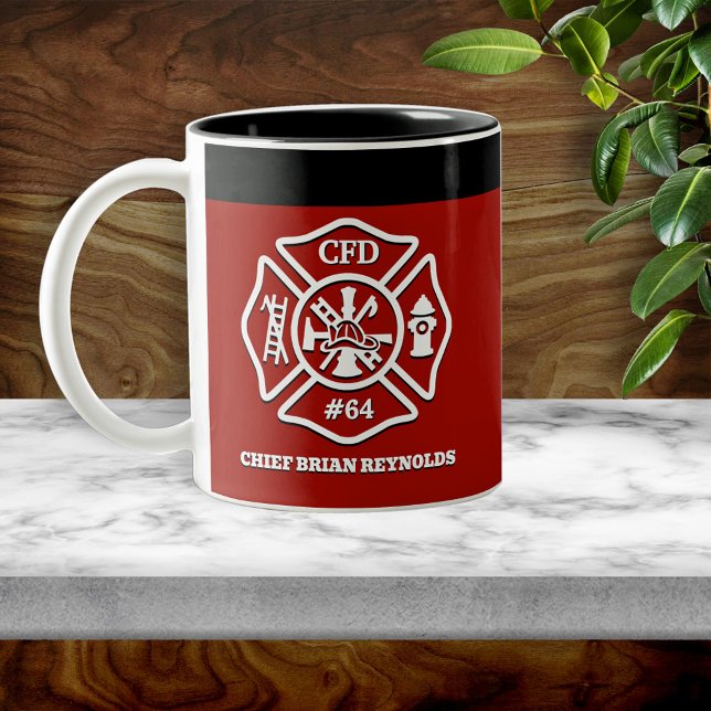 Tasse 2 Couleurs Maltese Cross Personalized Firefighter (Créateur téléchargé)