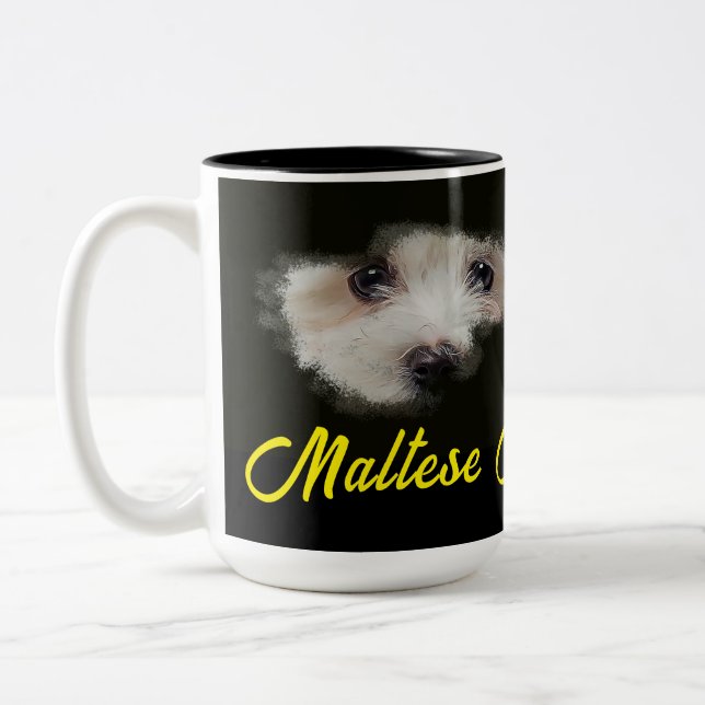 Tasse 2 Couleurs Maltese Terrier Yeux couleur solide (Gauche)