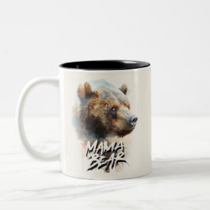 Tasse 2 Couleurs Mama Bear Aquarelle Mère Rustique 