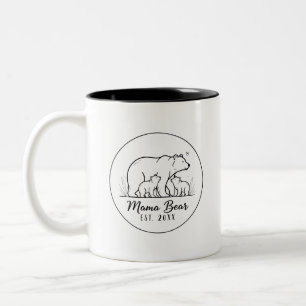Tasse 2 Couleurs Mama Bear EST 2025 Logo Cercle Ligne Art