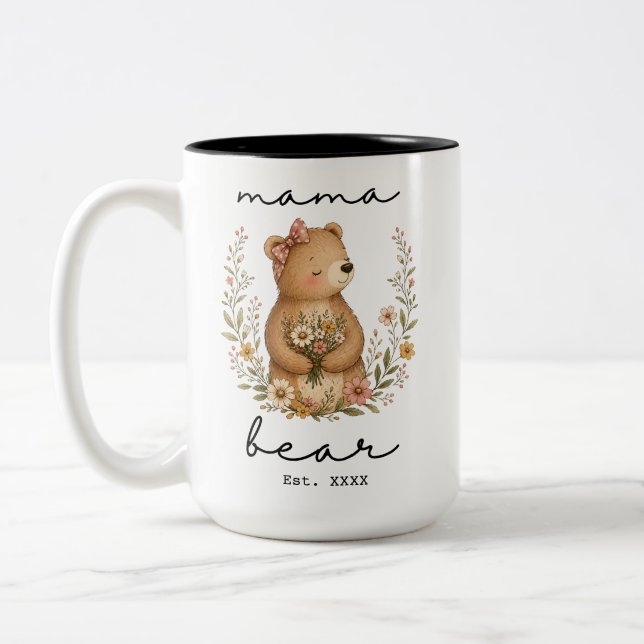 Tasse 2 Couleurs Mama Bear pour maman Fête des Mères Anniversaire (Gauche)
