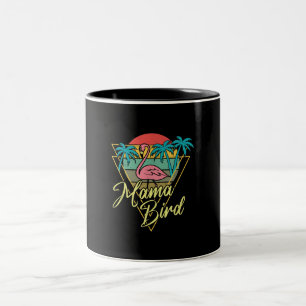 Tasse 2 Couleurs Mama Bird Flamant rose Sunset Palm Tree Beach anné