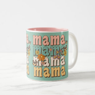 Tasse 2 Couleurs Mama Colorful Mère's Day Cadeau Retro