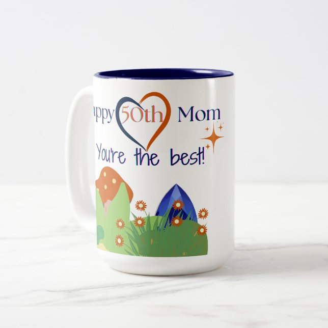 Tasse 2 Couleurs Maman 50e anniversaire (Devant gauche)