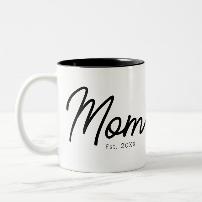Tasse 2 Couleurs Maman a établi un script noir minimal élégant (Gauche)