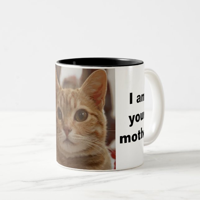 Tasse 2 Couleurs Maman chat fun moderne photo collage citation (Devant droit)