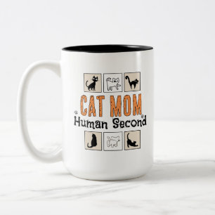 Tasse 2 Couleurs Maman Chat Humain Deuxième Drôle Amateur de Chat B