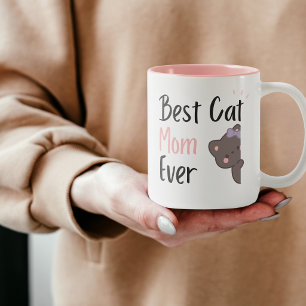 Tasse 2 Couleurs Maman Chat Mignon Arc-en-Ciel Rose Design Kawaii