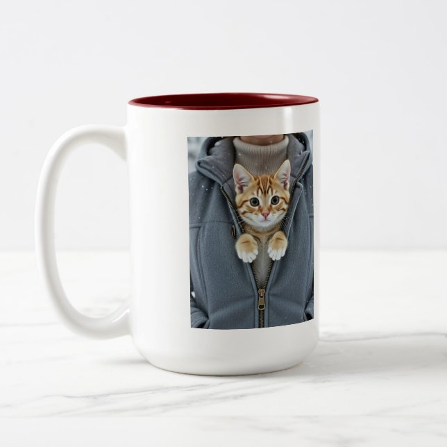Tasse 2 Couleurs Maman chat parfaite, merci de ne pas toucher  (Gauche)