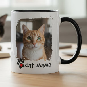 Tasse 2 Couleurs Maman Chat Photo Amoureux Animaux Sauvetage Défens