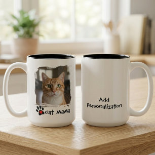 Tasse 2 Couleurs Maman Chat Photo Amoureux Animaux Sauvetage Défens