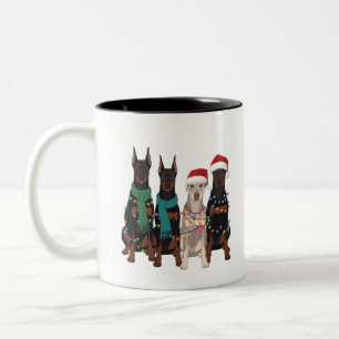 Tasse 2 Couleurs Maman Chien Amoureuse De Doberman Noël Vacances 