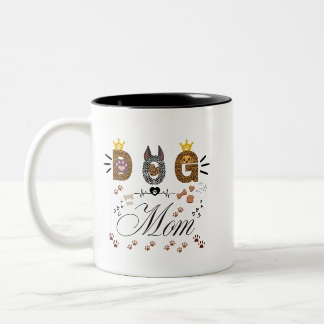 Tasse 2 Couleurs Maman Chien Impression Léopard Patte Design/Impres (Gauche)