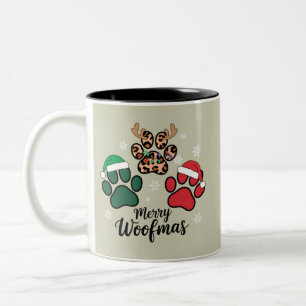 Tasse 2 Couleurs Maman Chien Noël Joyeux Woofmas Amoureux des Chien