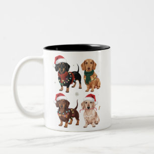 Tasse 2 Couleurs Maman de chien de Noël teckel Amoureuse Cadeau de 