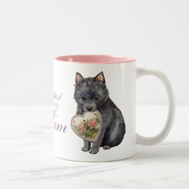 Tasse 2 Couleurs Maman de coeur de Schipperke (Droit)