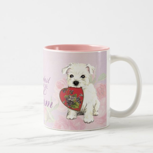 Tasse 2 Couleurs Maman de coeur de Westie (Droit)