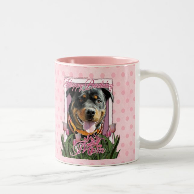 Tasse 2 Couleurs Maman de joyeux anniversaire - rottweiler - (Droit)
