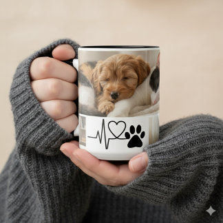 Tasse 2 Couleurs Maman de sauvetage de chien à empreinte de patte d