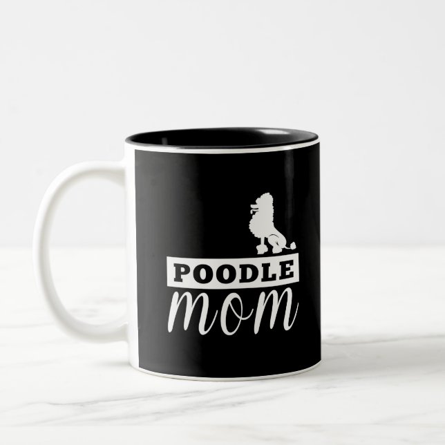 Tasse 2 Couleurs Maman de silhouette de caniche ci-dessous (Gauche)