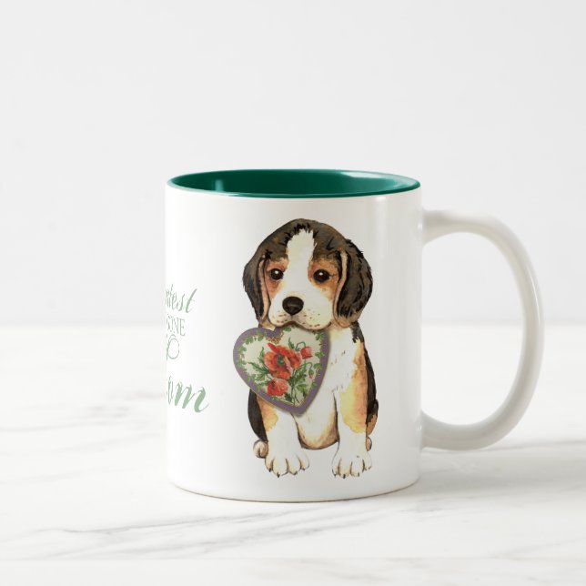 Tasse 2 Couleurs Maman du coeur Beagle (Droit)