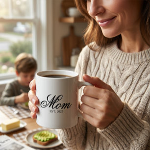 Tasse 2 Couleurs Maman Élégante Année d'Établissement Écriture Scri
