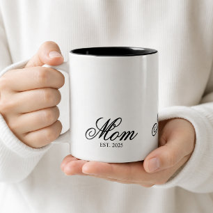 Tasse 2 Couleurs Maman Élégante Année d'Établissement Écriture Scri