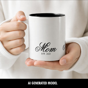 Tasse 2 Couleurs Maman Élégante Année d'Établissement Écriture Scri