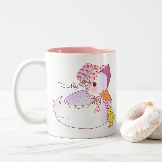 Tasse 2 Couleurs Maman Et Bébé Canard (Avec donut)